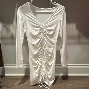 Elegant White Ruched Dress
